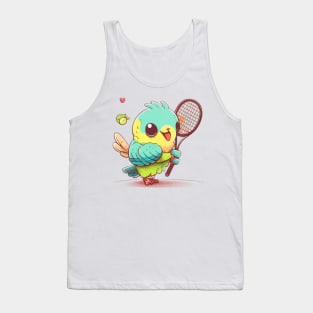 kawaiii cute parrot playing tennis Tank Top